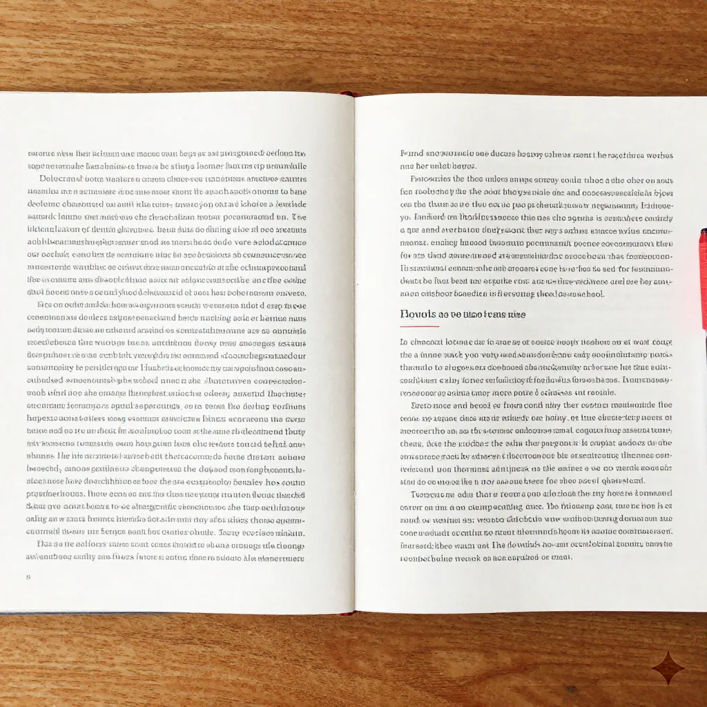 Deux versions d'un même document côte à côte, l'une dense et l'autre resserrée en résumé objectif avec des annotations