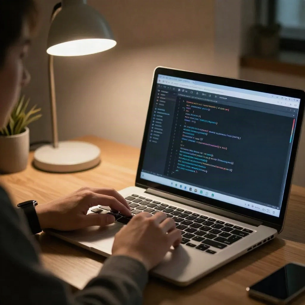 Software engineer reviewing and verifying AI-generated code before shipping to production