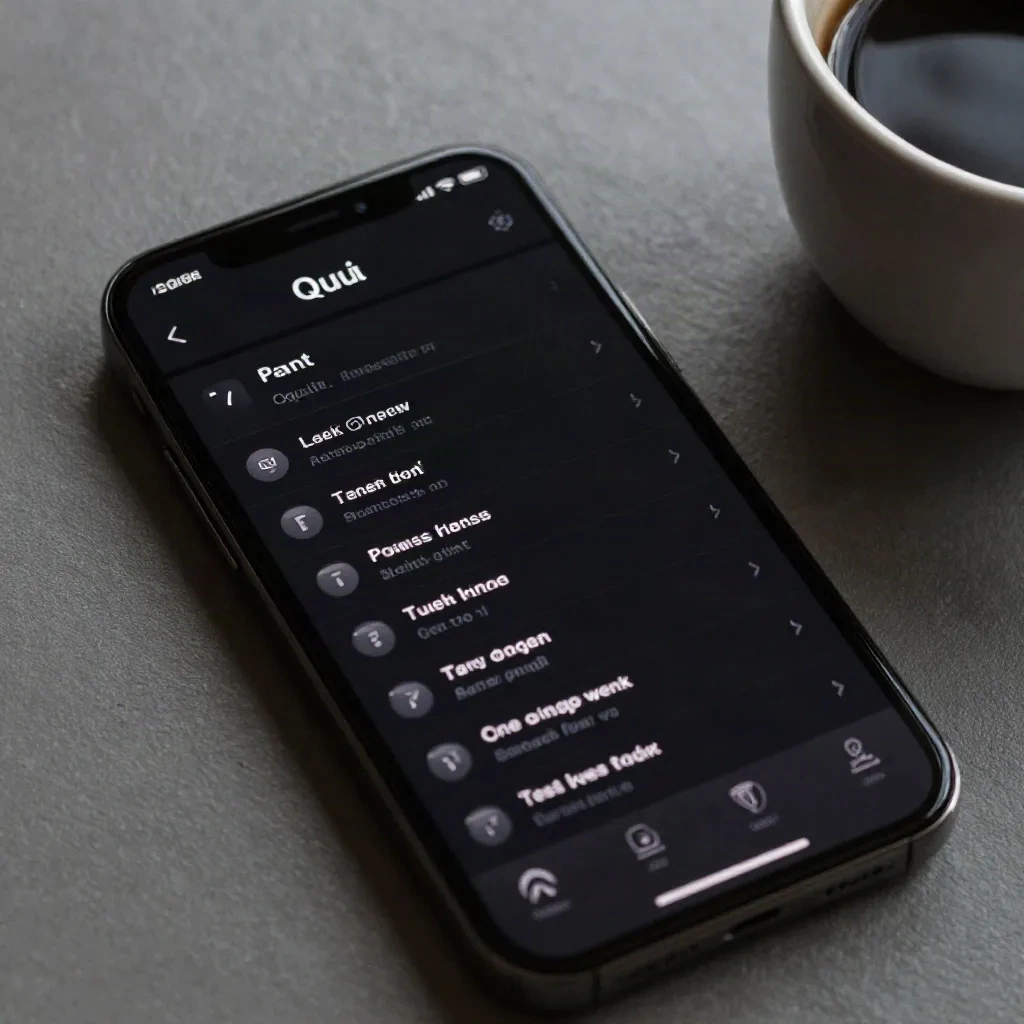 Smartphone showing a minimal article reading queue in terminal-style interface