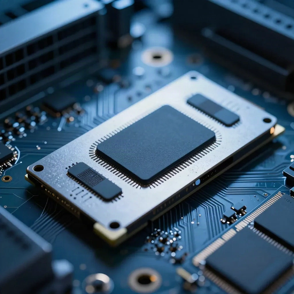 Nvidia GPU chips on circuit board inside AI data center