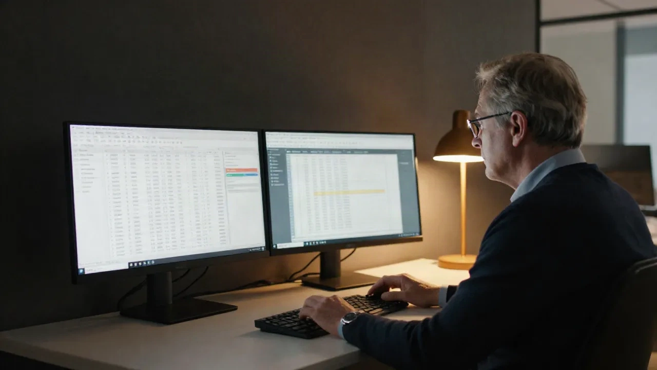 VC analyst conducting structured market research in a European fund office
