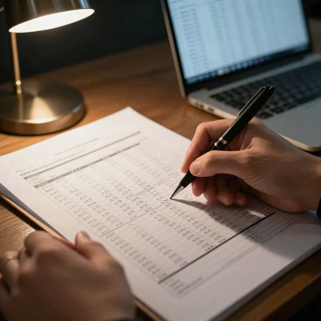 Analyst reviewing a cap table spreadsheet to model dilution from convertible notes and SAFEs