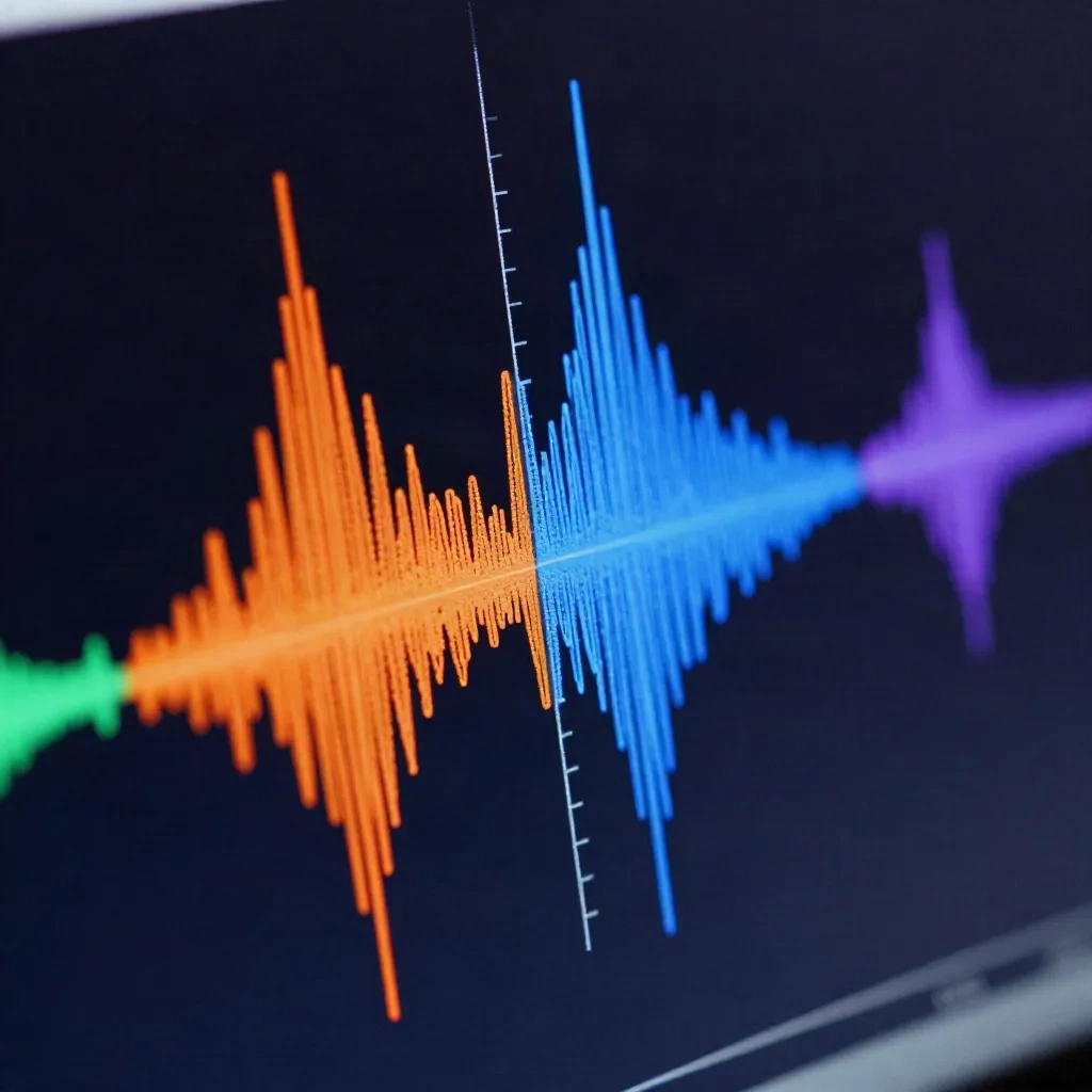 Colorful spectrogram frequency visualization representing acoustic model processing