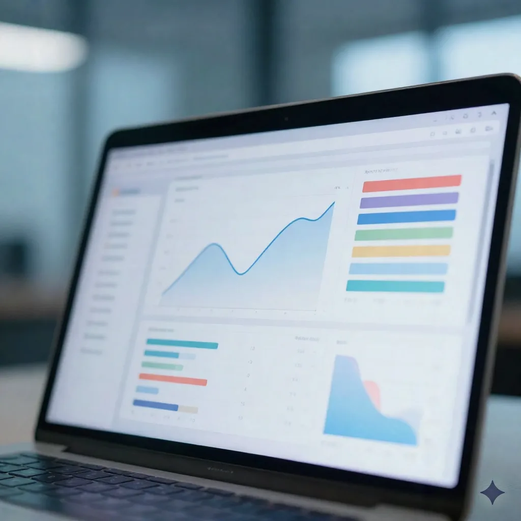 Screen showing a blurred analytics dashboard used to track content visibility