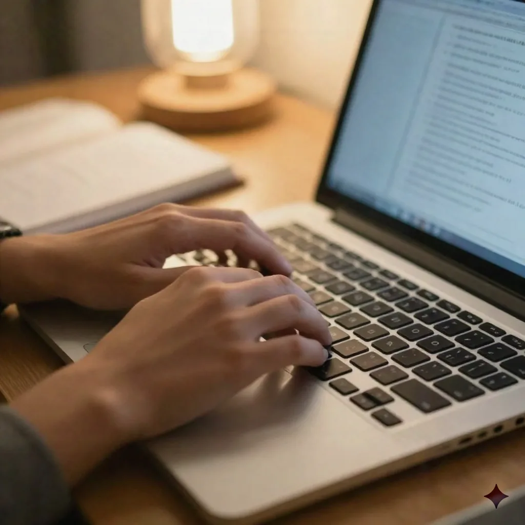 Close-up of a writer drafting a content outline before publishing