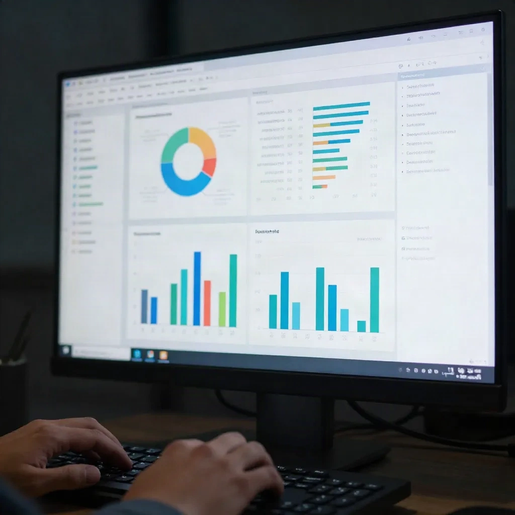Tableau de bord analytique montrant les métriques de performance SEO et les données de notation du contenu