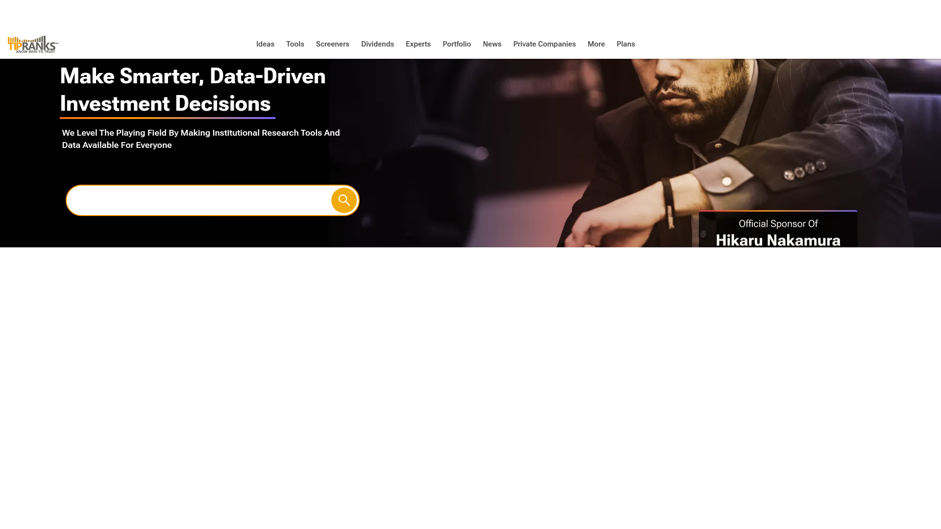 TipRanks Homepage-Screenshot