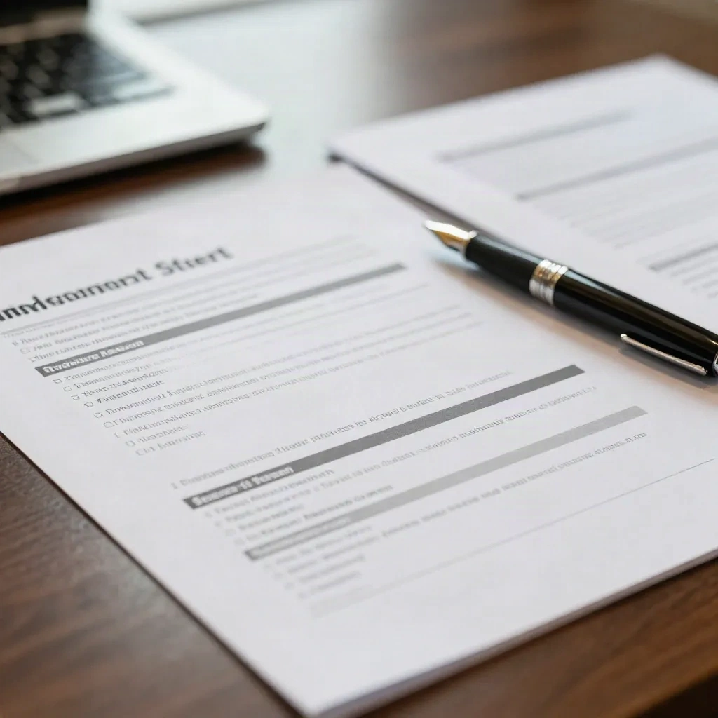 Close-up of investment term sheet documents and financial papers on a professional desk