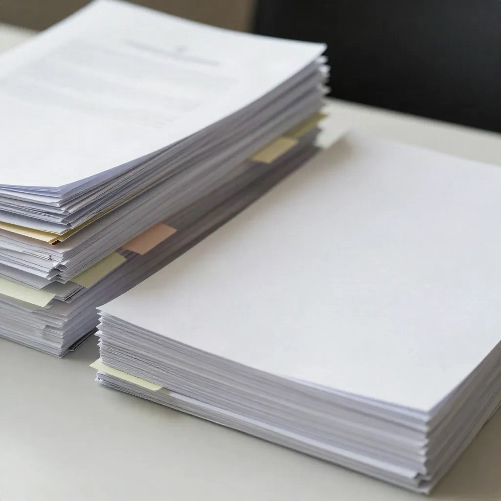 Two stacks of legal documents on a desk illustrating the complexity difference between instruments