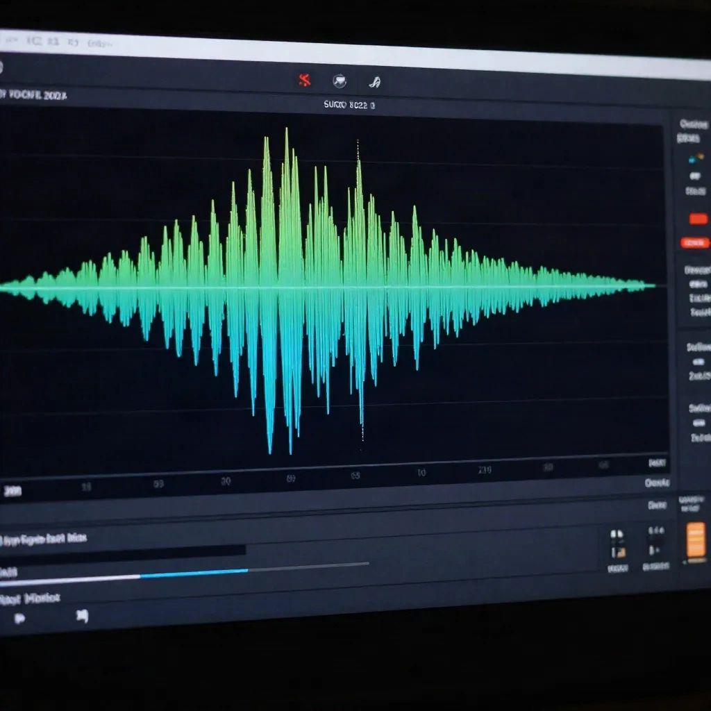 Analisi dello spettro di frequenza e curva EQ su una DAW durante il mastering di voce sintetica