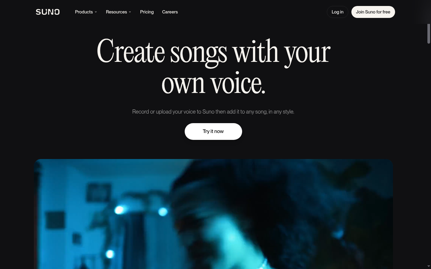Page Voices de Suno : créer des morceaux avec votre propre voix
