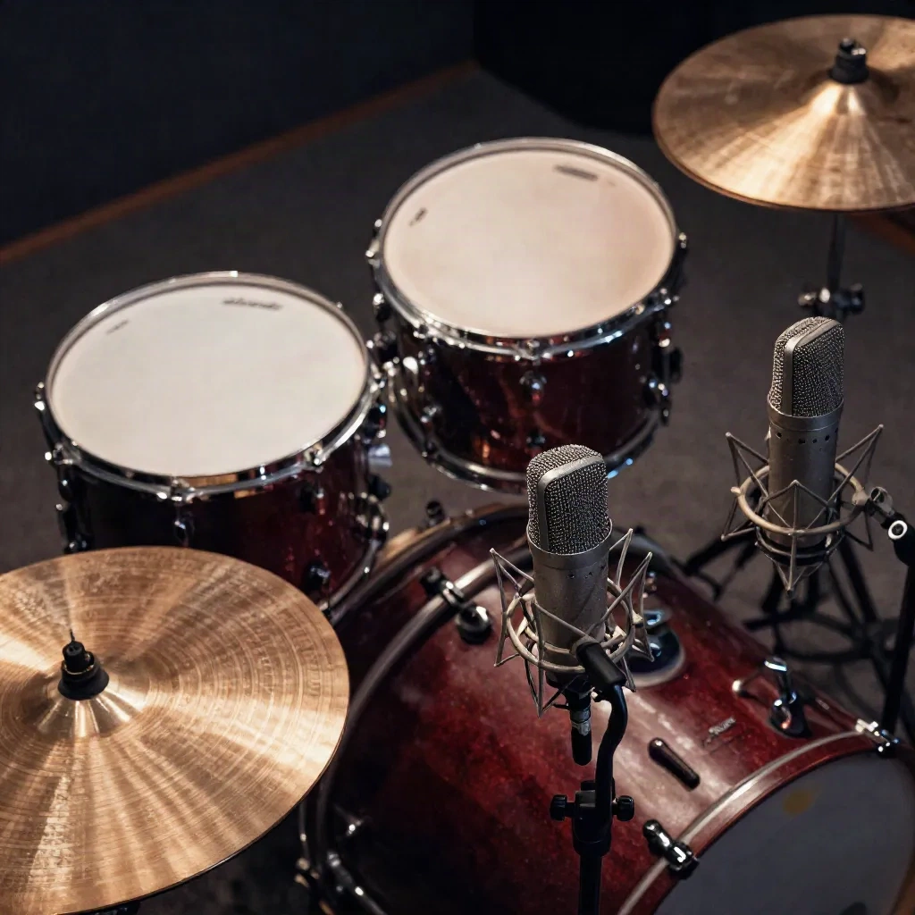 Davul seti kick, snare ve overhead mikrofonları, her biri kendi multitrack kanalına kaydedilmiş