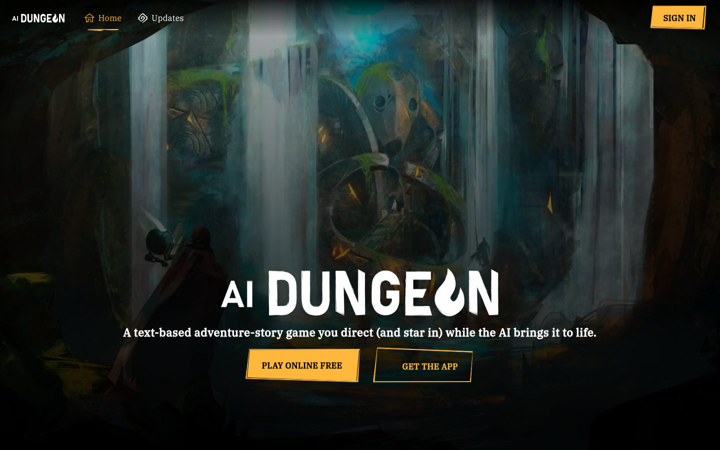 Screenshot ufficiale del sito AI Dungeon