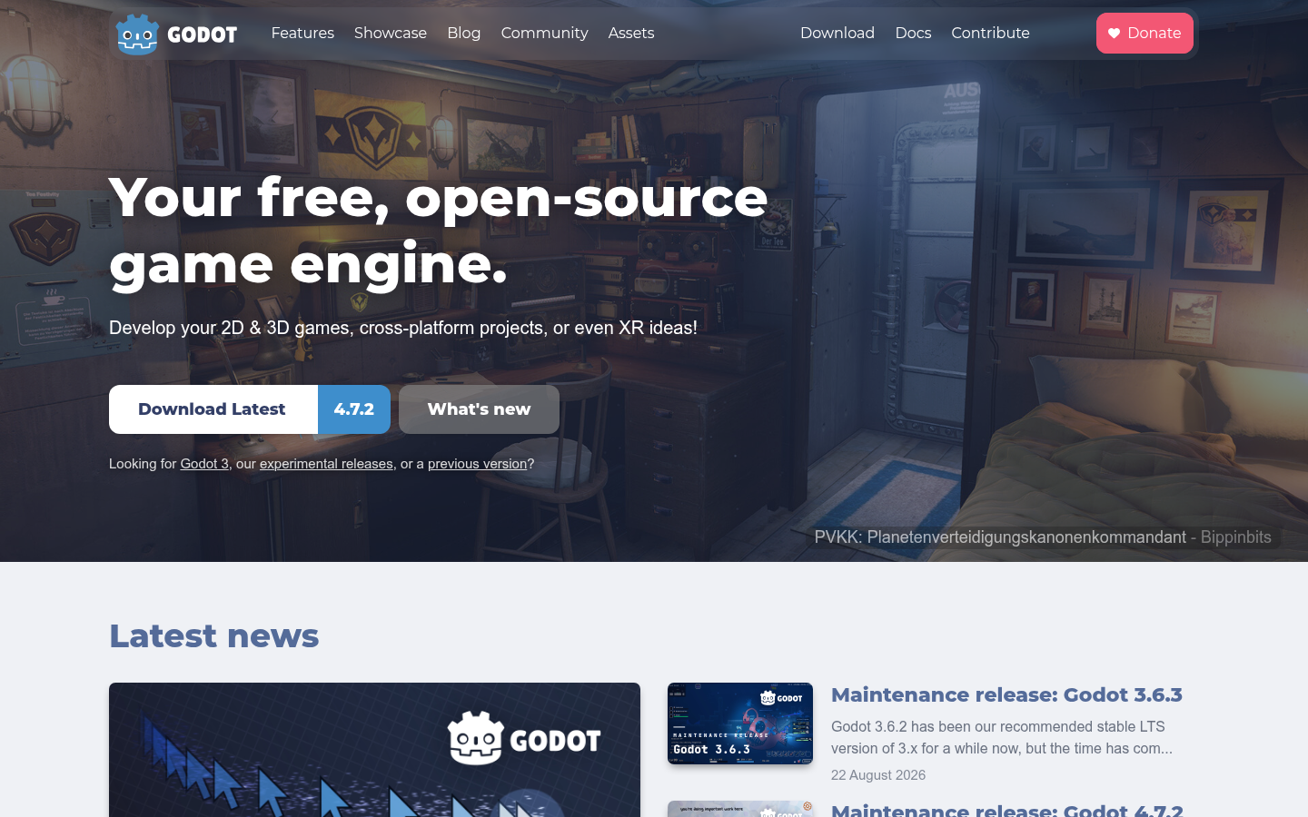 Godot Engine Homepage Screenshot