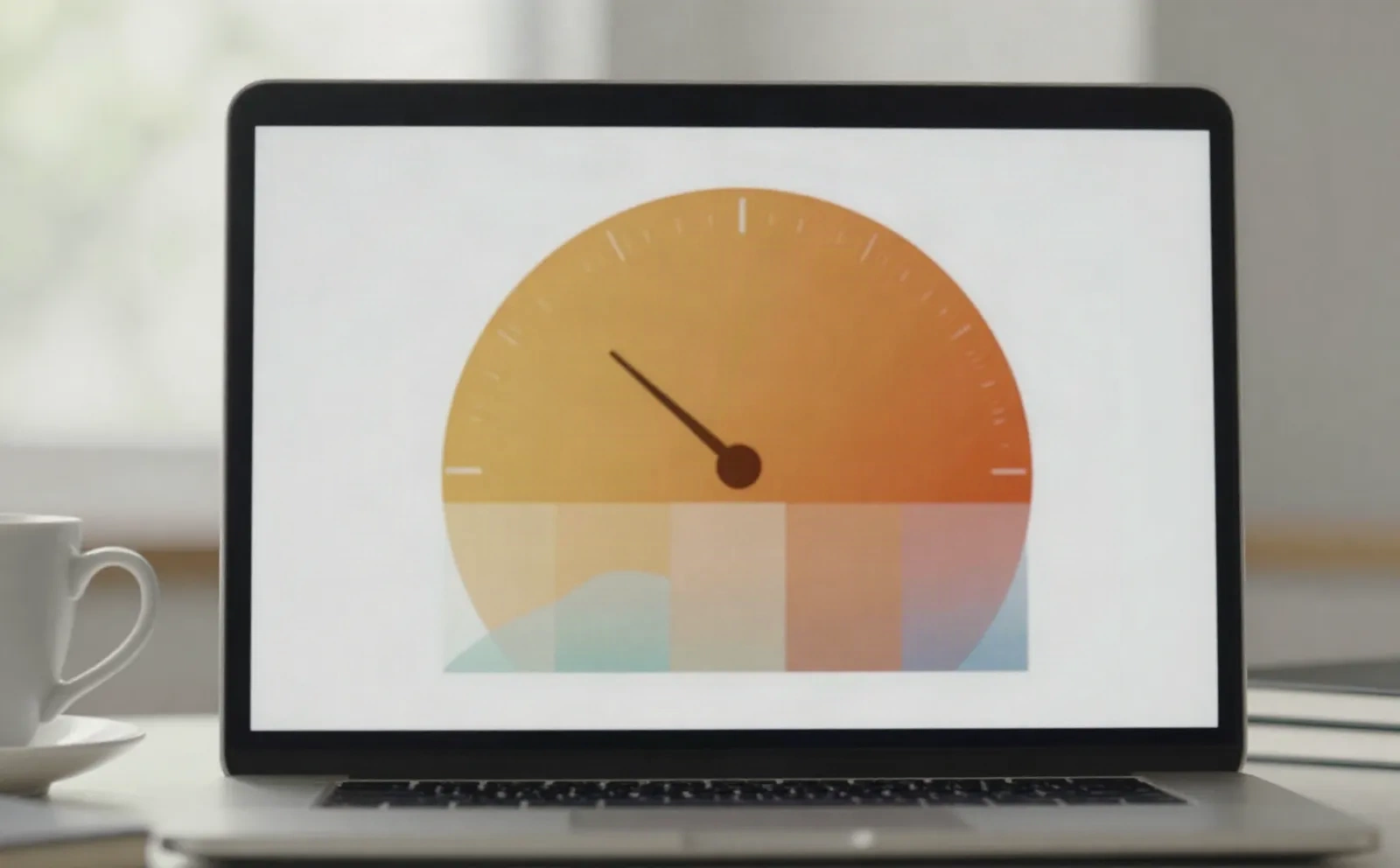 Abstract feasibility score gauge shown on a laptop screen, representing an instant market-research verdict