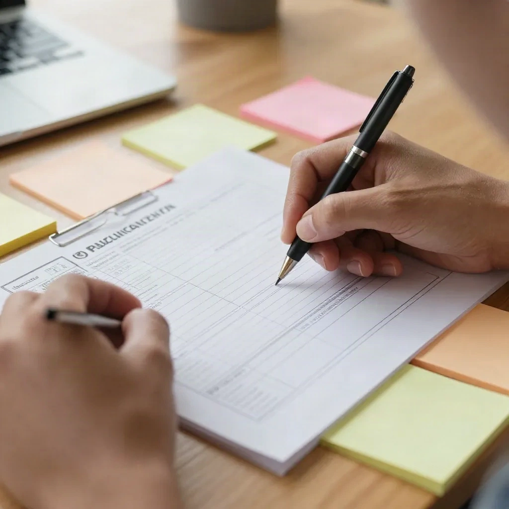 Mani che scrivono su un canvas di pianificazione strutturato con post-it