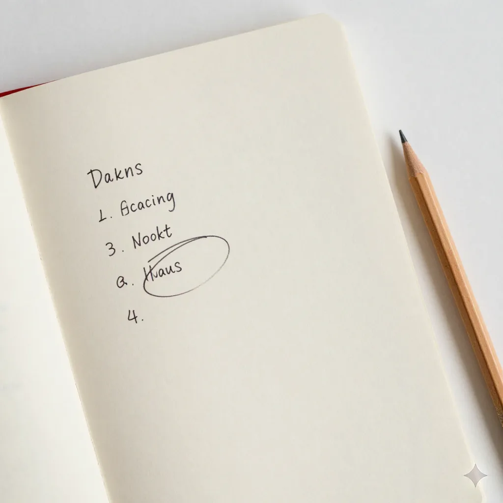 Handwritten shortlist on cream paper with one name circled in pencil