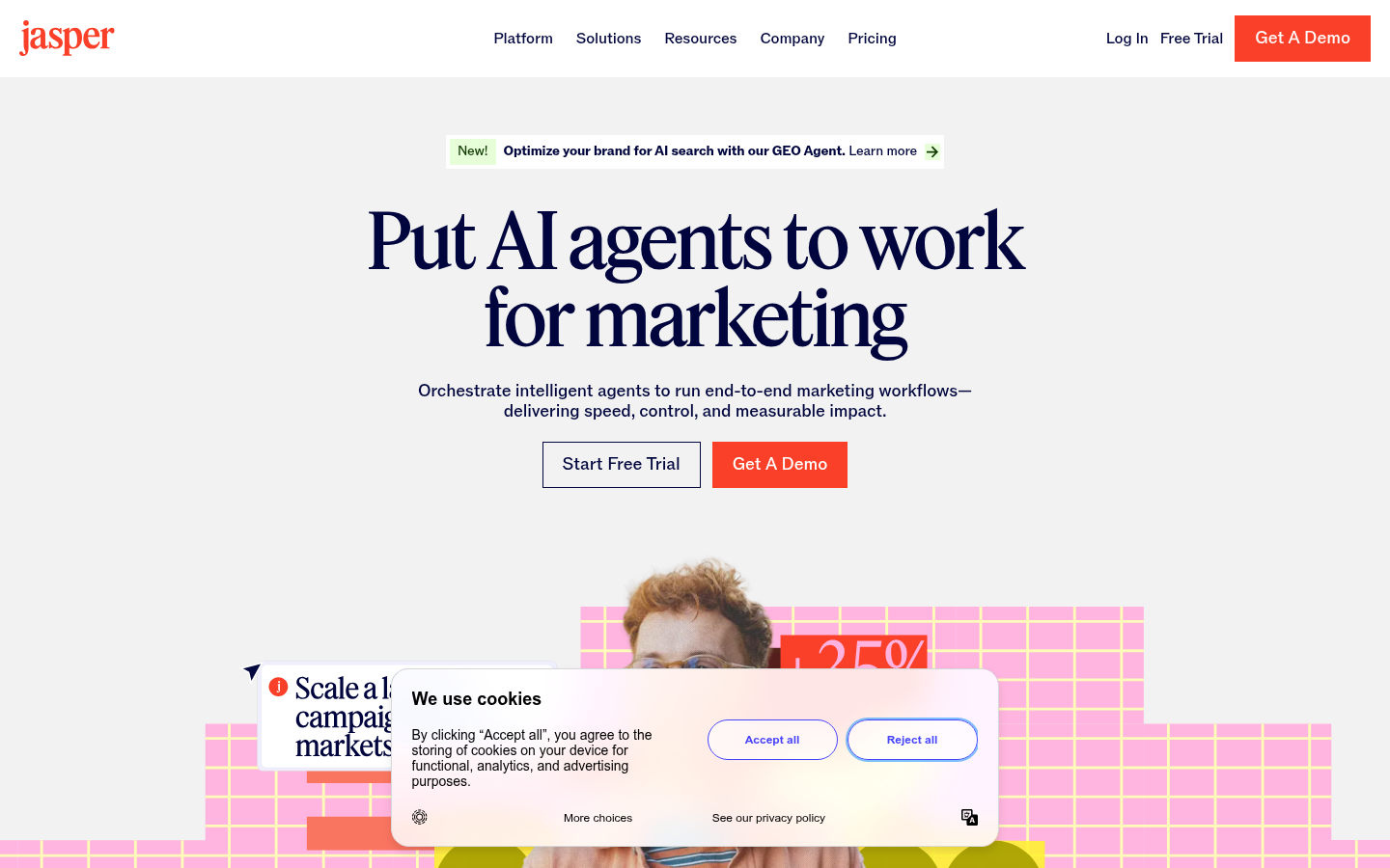 Jasper AI Startseite Screenshot