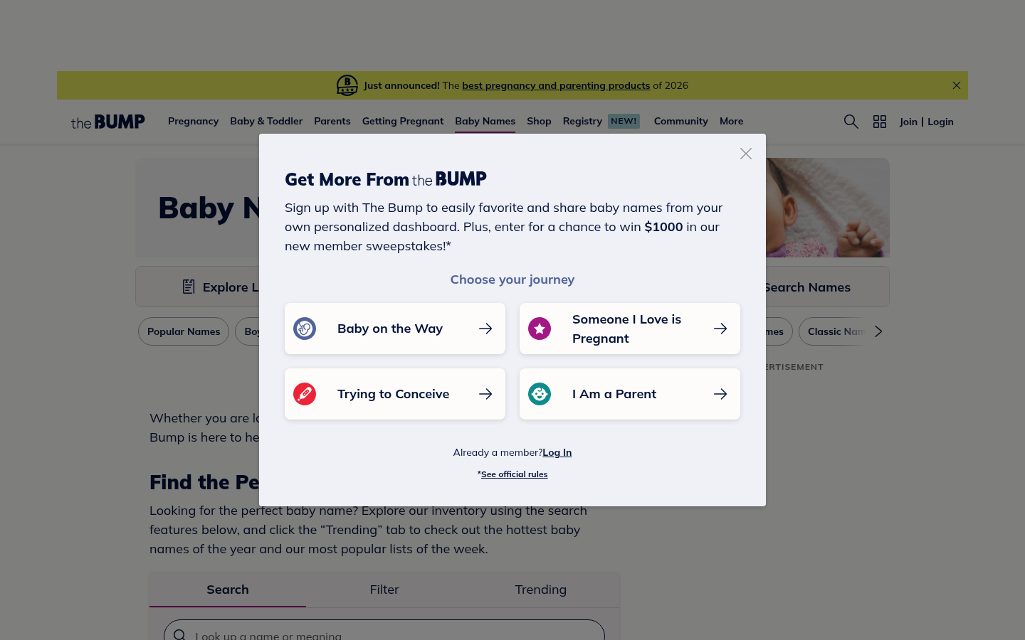 The Bump Baby Names Finder