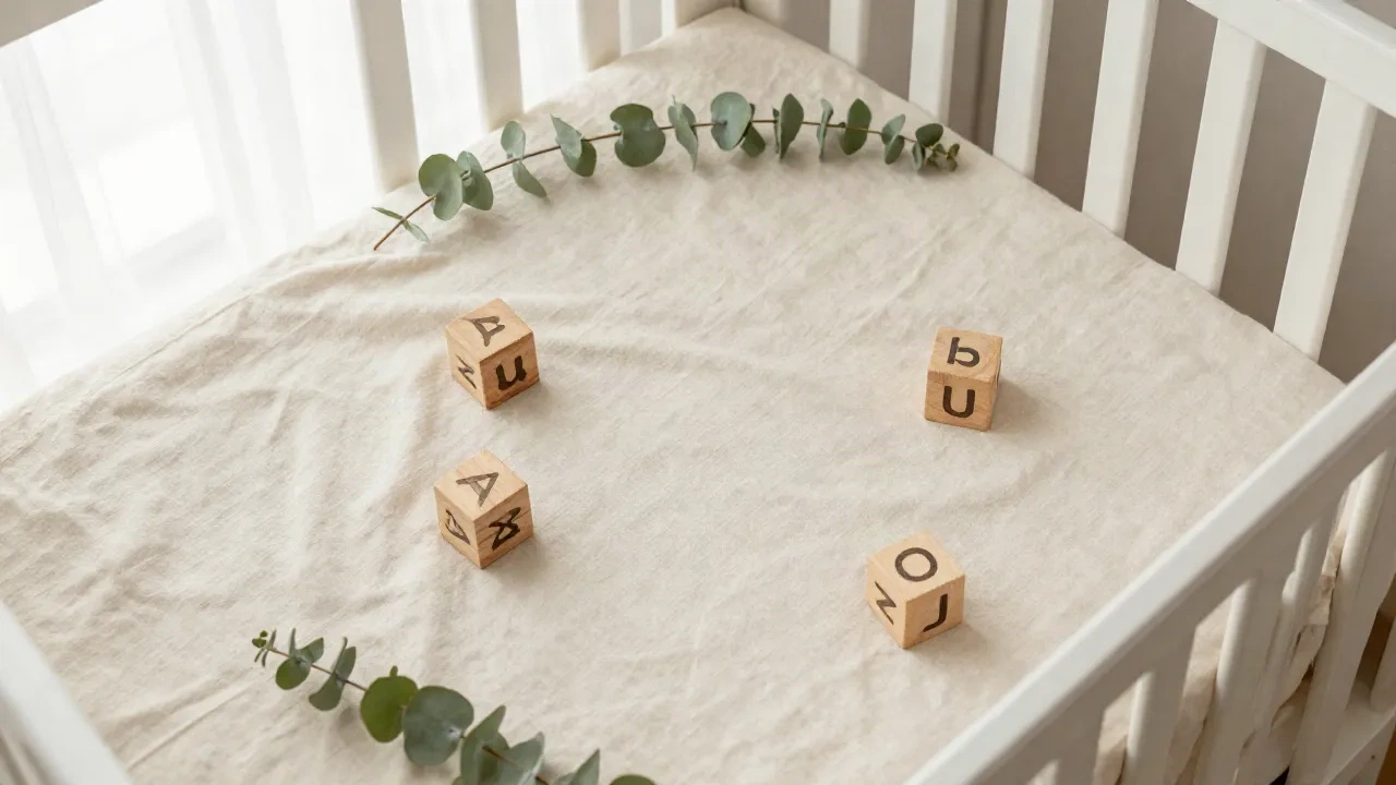 Soft Scandinavian nursery corner with warm light and minimal decor