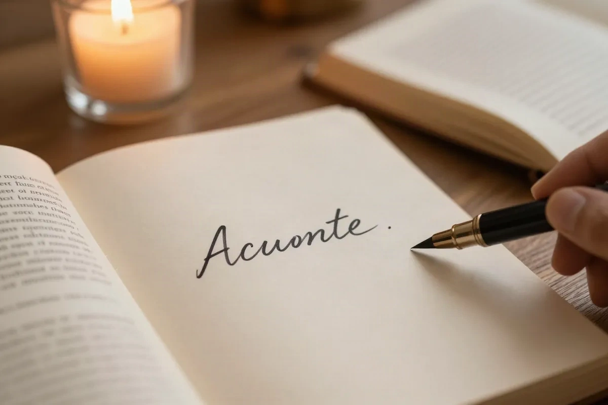 Handwritten baby name on vintage paper with etymology notes and ink pen