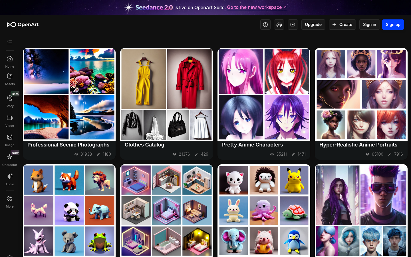 Die Prompt-Vorlagen- und Stilgalerie von OpenArt AI, verwendet zur Auswahl eines Vintage-Postkarten-Looks