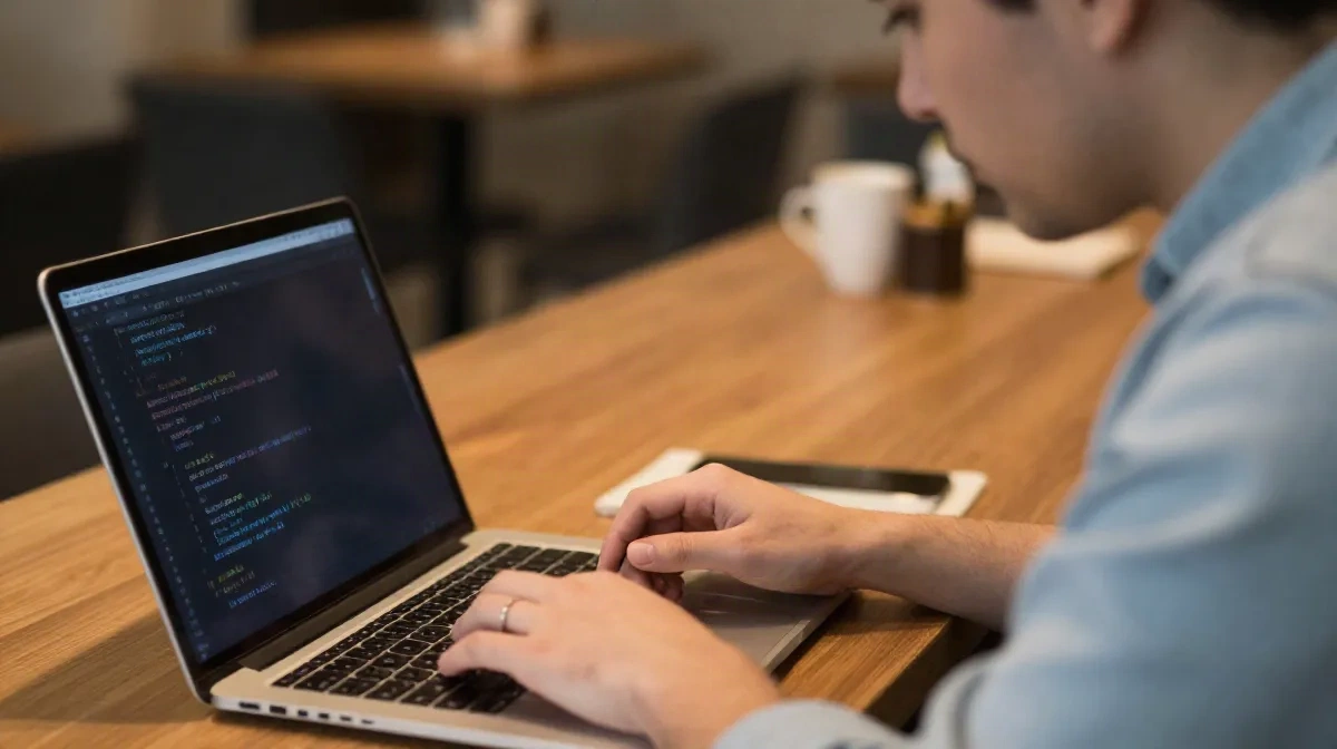 Desarrollador escribiendo código con enfoque en las mejores prácticas de ingeniería