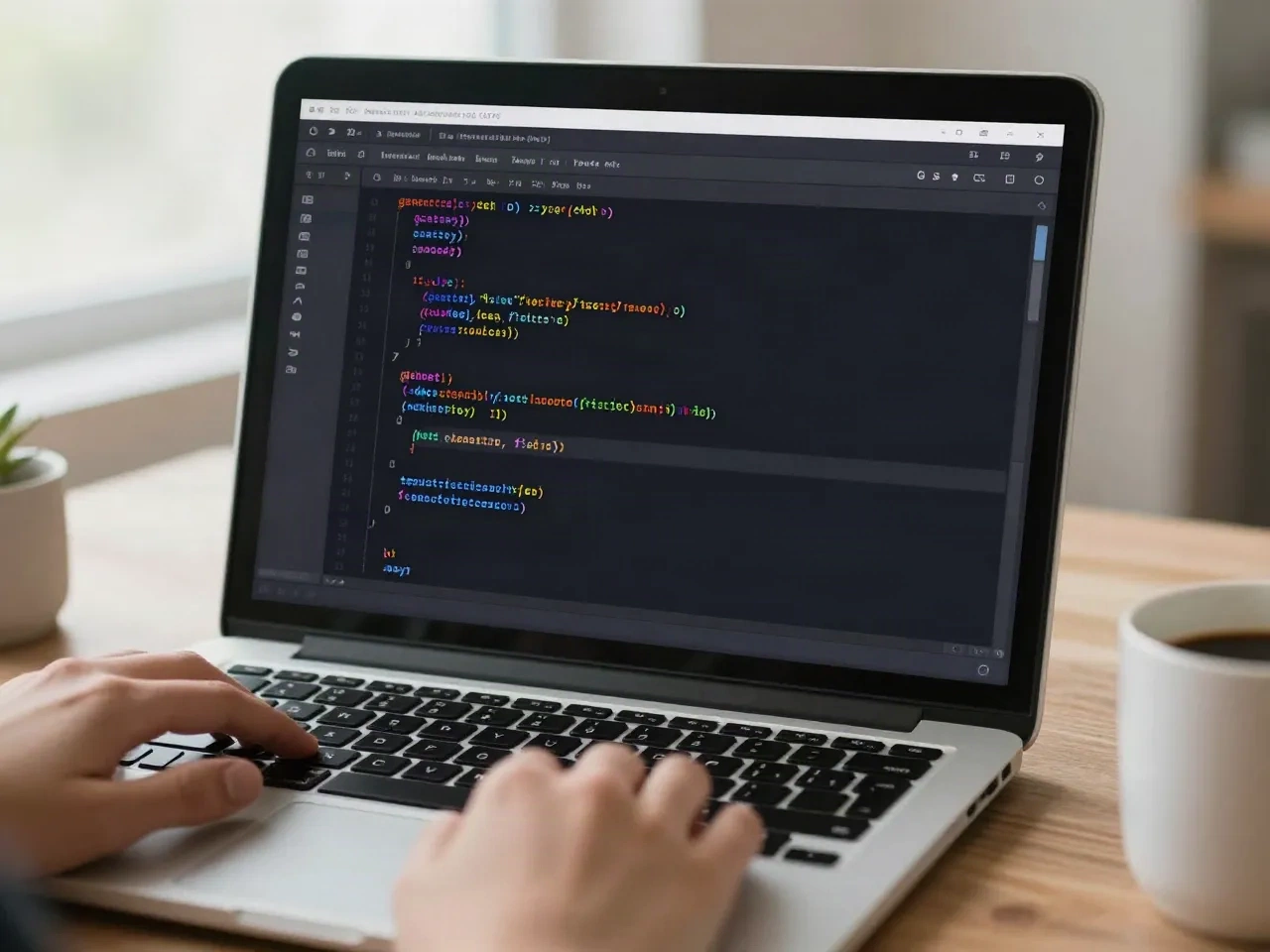 Layar laptop dengan editor kode yang menampilkan diff hasil generate di samping file proyek yang sudah ada