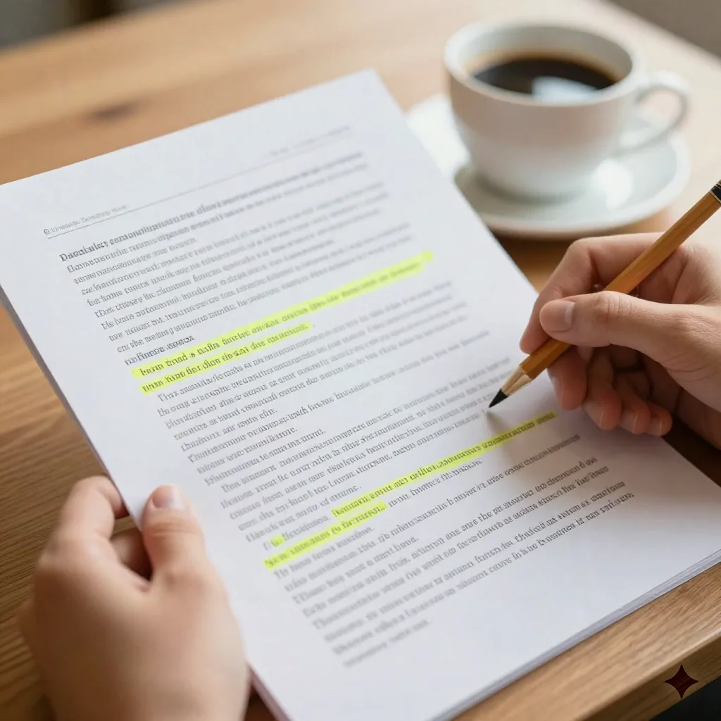 Close-up of hands typing to produce a clean objective summary in an ops workflow