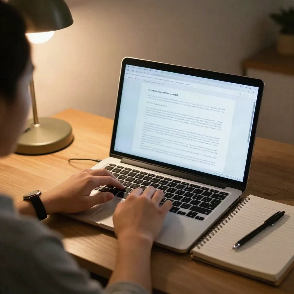 Rédacteur qui écrit un brief de lancement d'une page sur son ordinateur portable