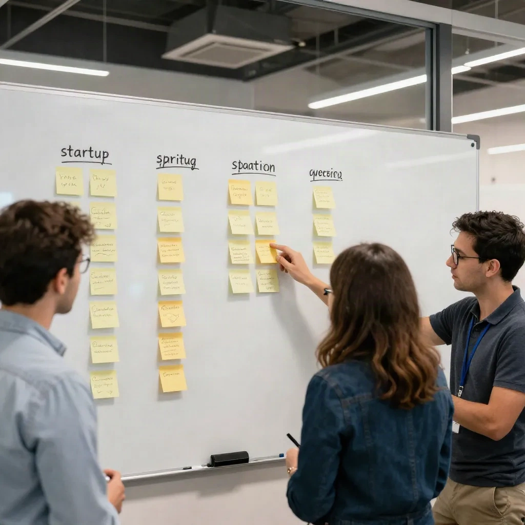 A growth team clustering qualitative findings from Reddit threads on a whiteboard