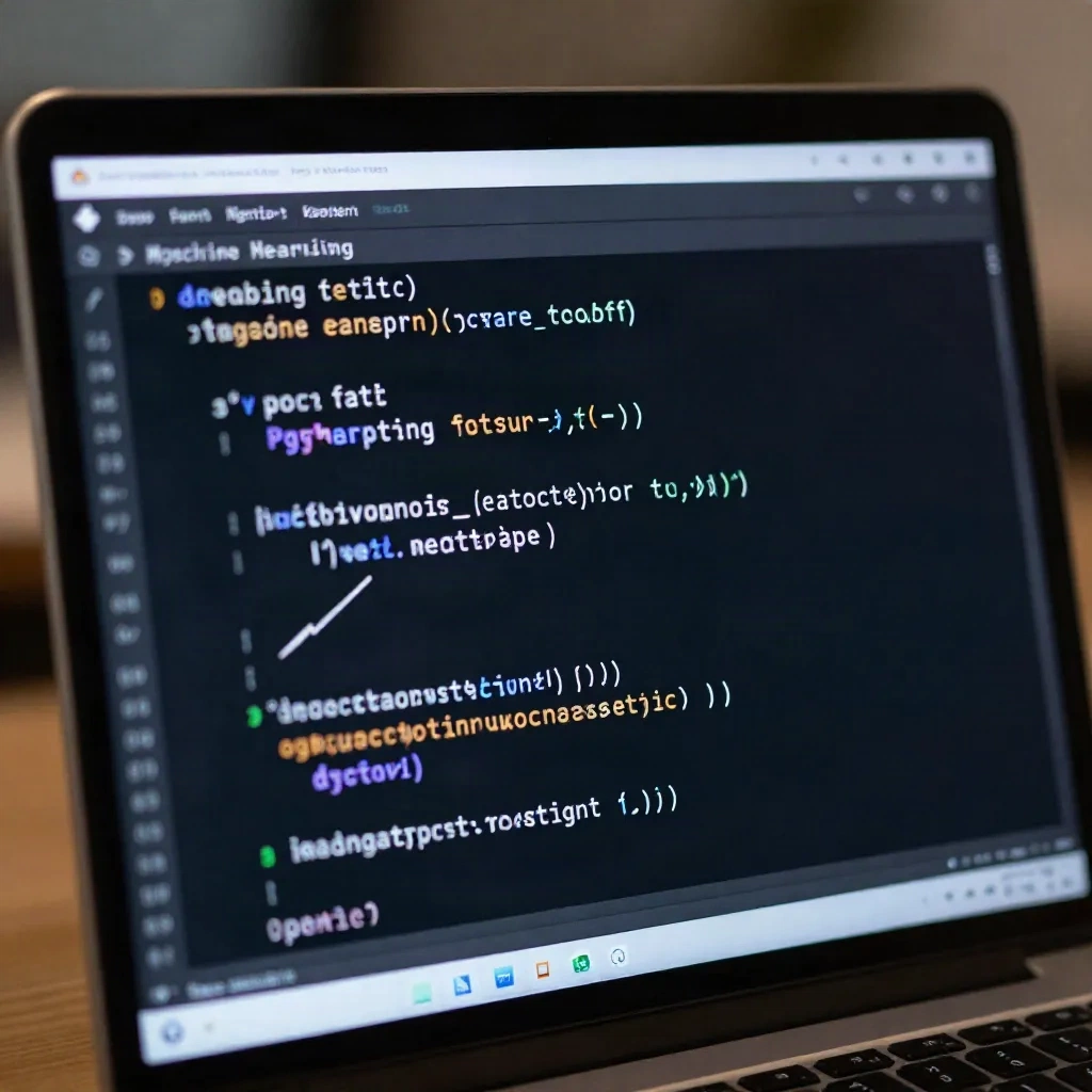 Python code on laptop screen for machine learning development