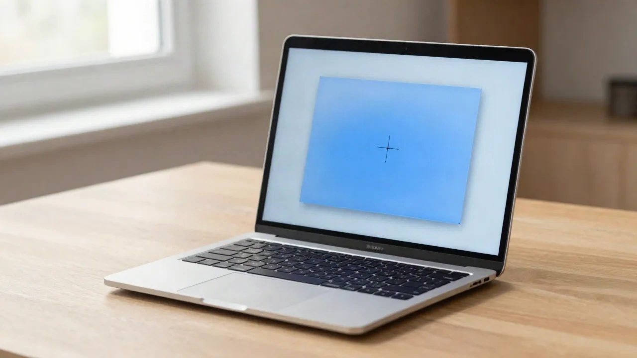 MacBook Pro on wooden desk showing macOS screenshot selection in progress