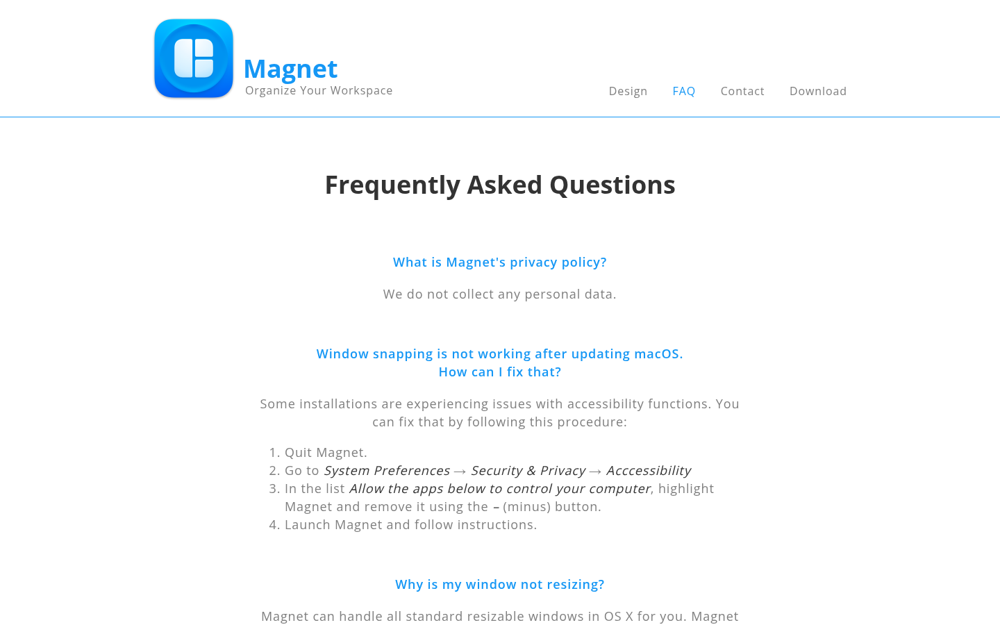 Magnet official FAQ page