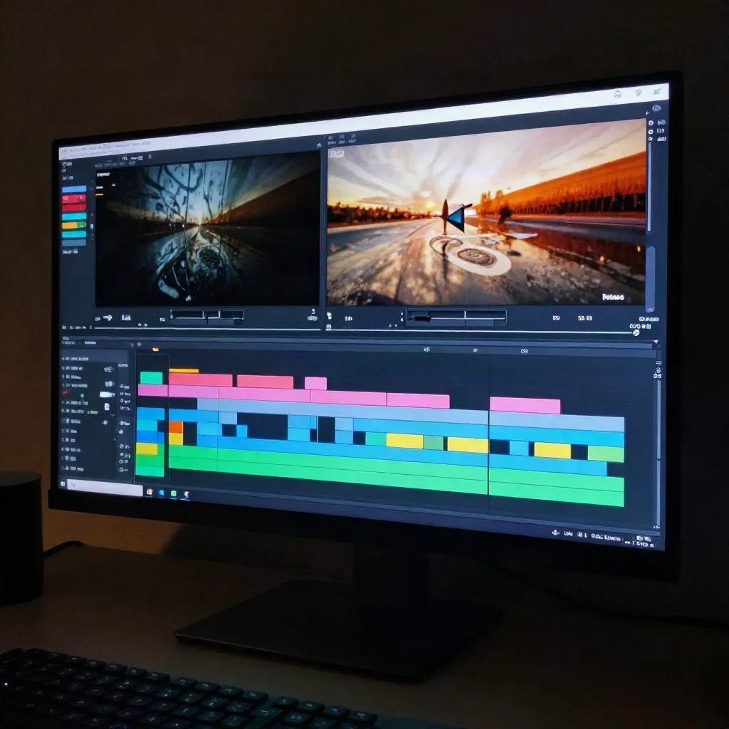 Video timeline on a monitor while trimming a screen recording
