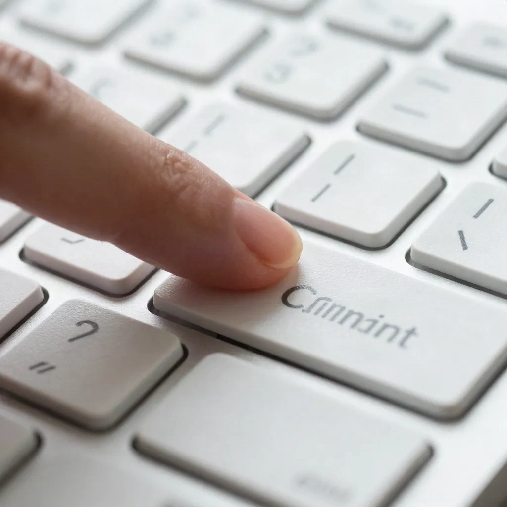 Fingers pressing Command, Shift and Period on a Mac keyboard