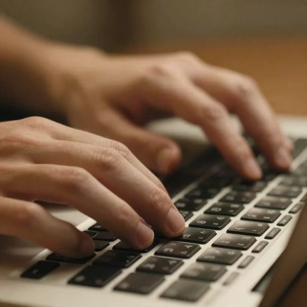 Fingers pressing the Command key combination on a Mac keyboard