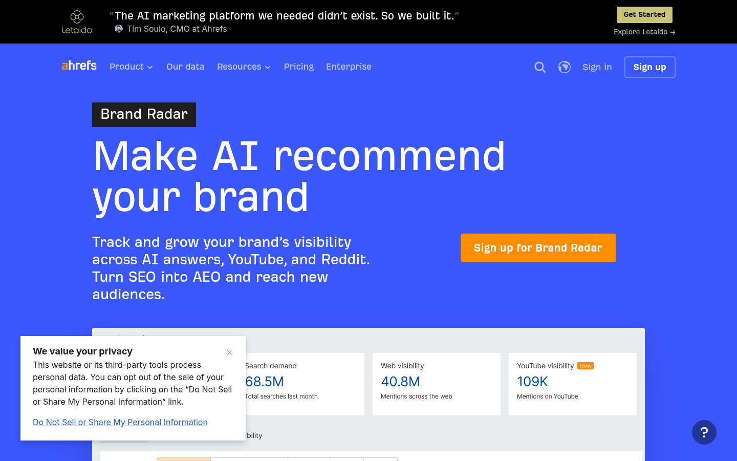 Ahrefs Brand Radar