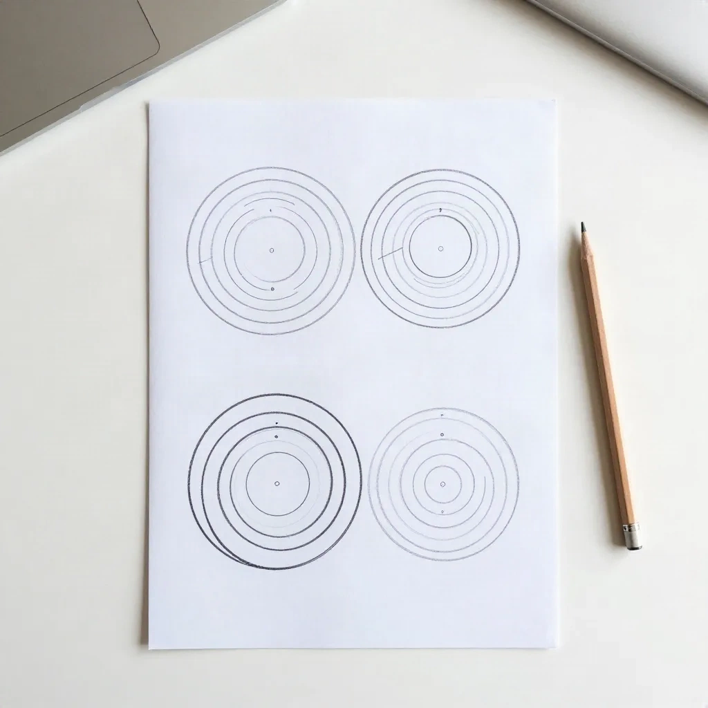 Concentric circles on paper representing a topical authority map for SEO content planning