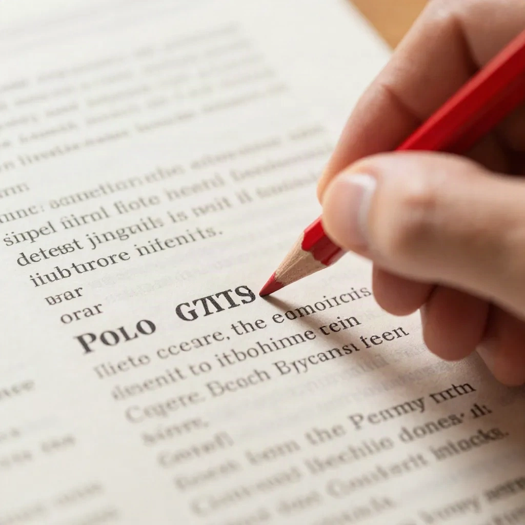 A pencil circling a headline on a printed draft
