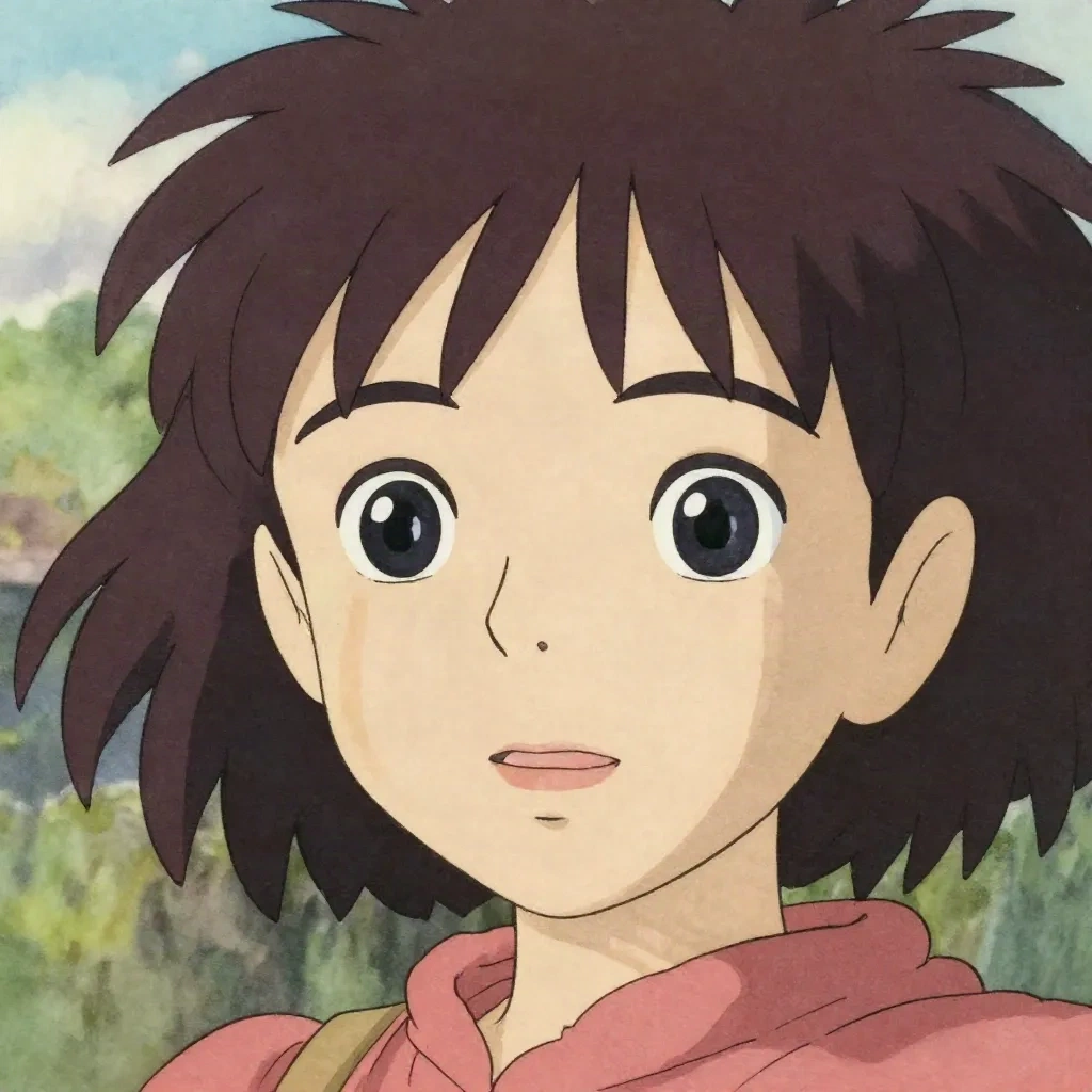 柔らかい水彩テクスチャと夢のようなパステルカラーのジブリ風アニメ肖像画に変わった自撮り