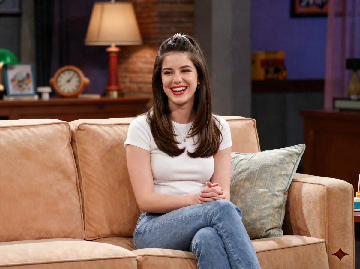 90s sitcom AI actor scene on a retro living room set