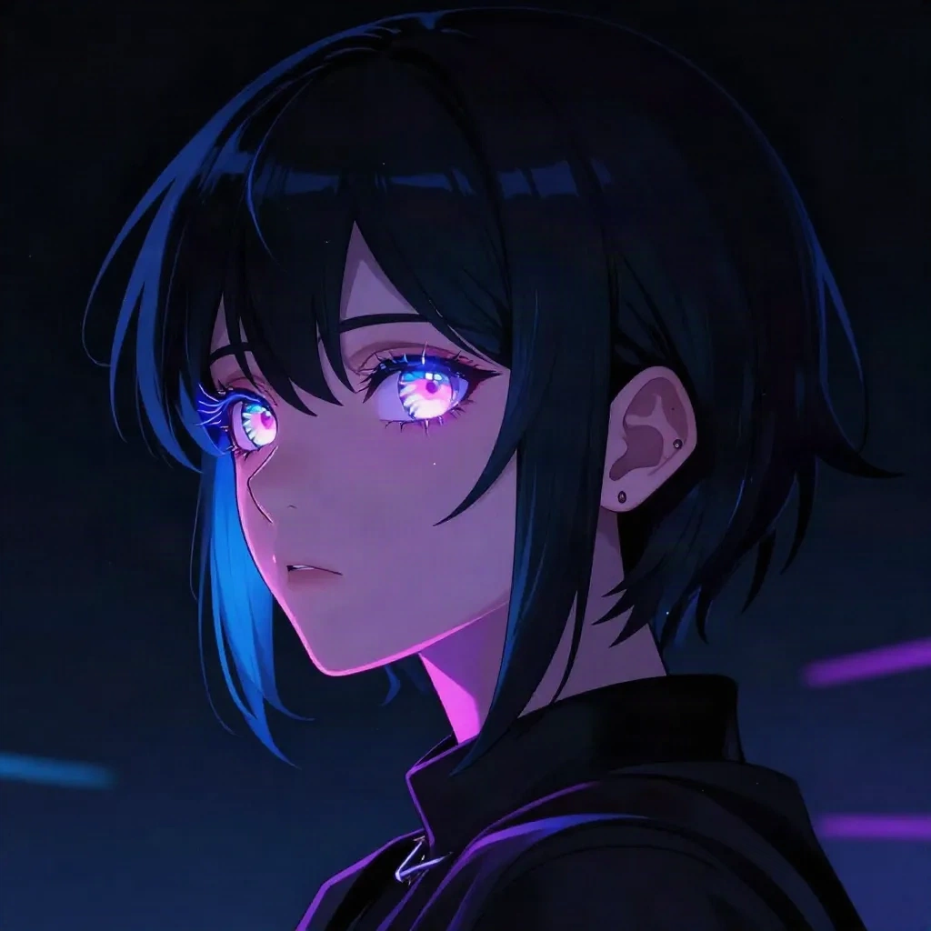 cyberpunk anime character portrait neon colors digital art