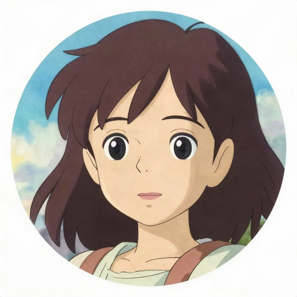 Ghibli-inspiriertes Cartoon-Portrait mit weichen Aquarell-Pastellfarben