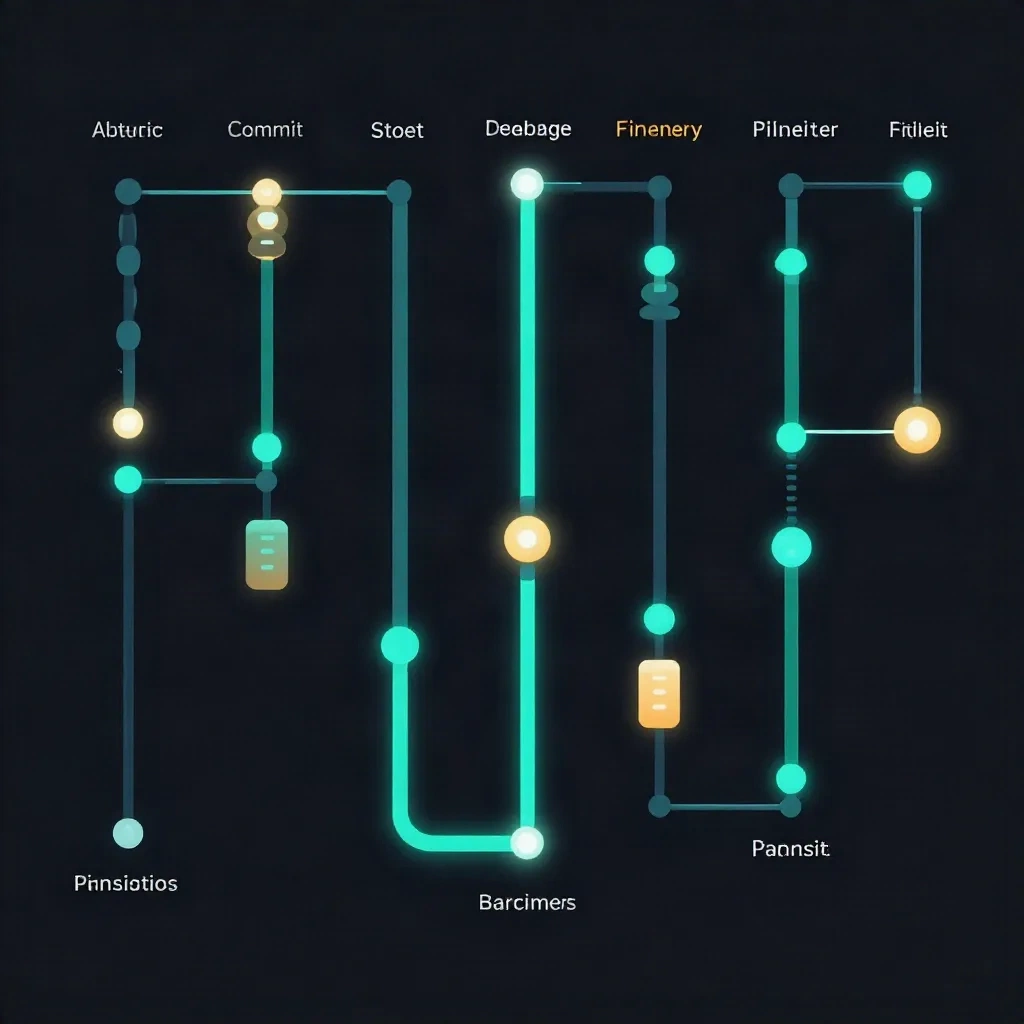 Visualisation du pipeline de déploiement continu montrant le flux de code des commits jusqu'en production