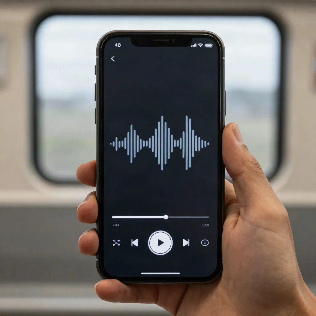 Smartphone audio player showing article playback in progress