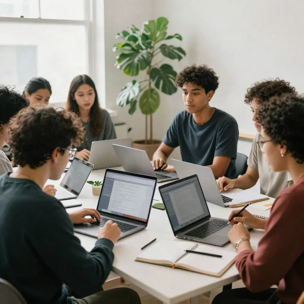 Creators working together on shared projects in a collaborative workspace