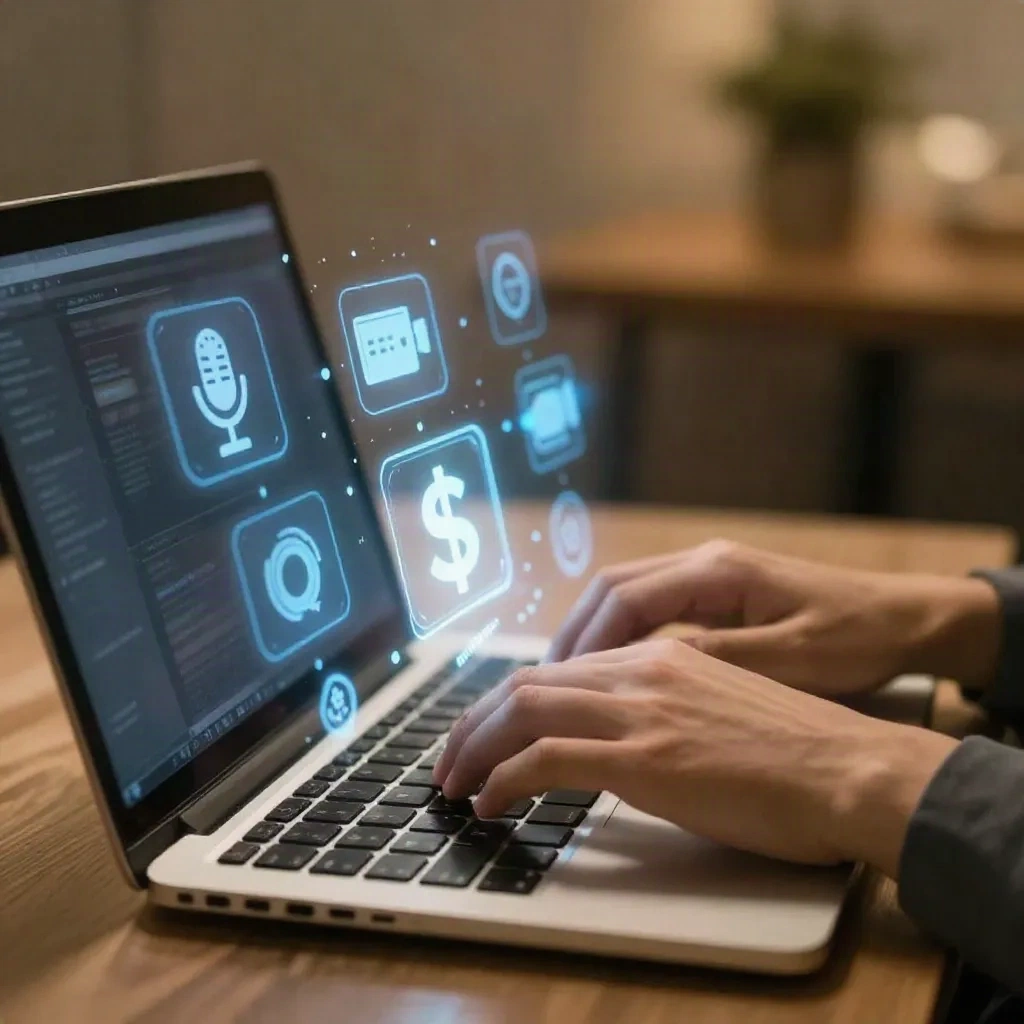Creator using AI tools for content production and monetization