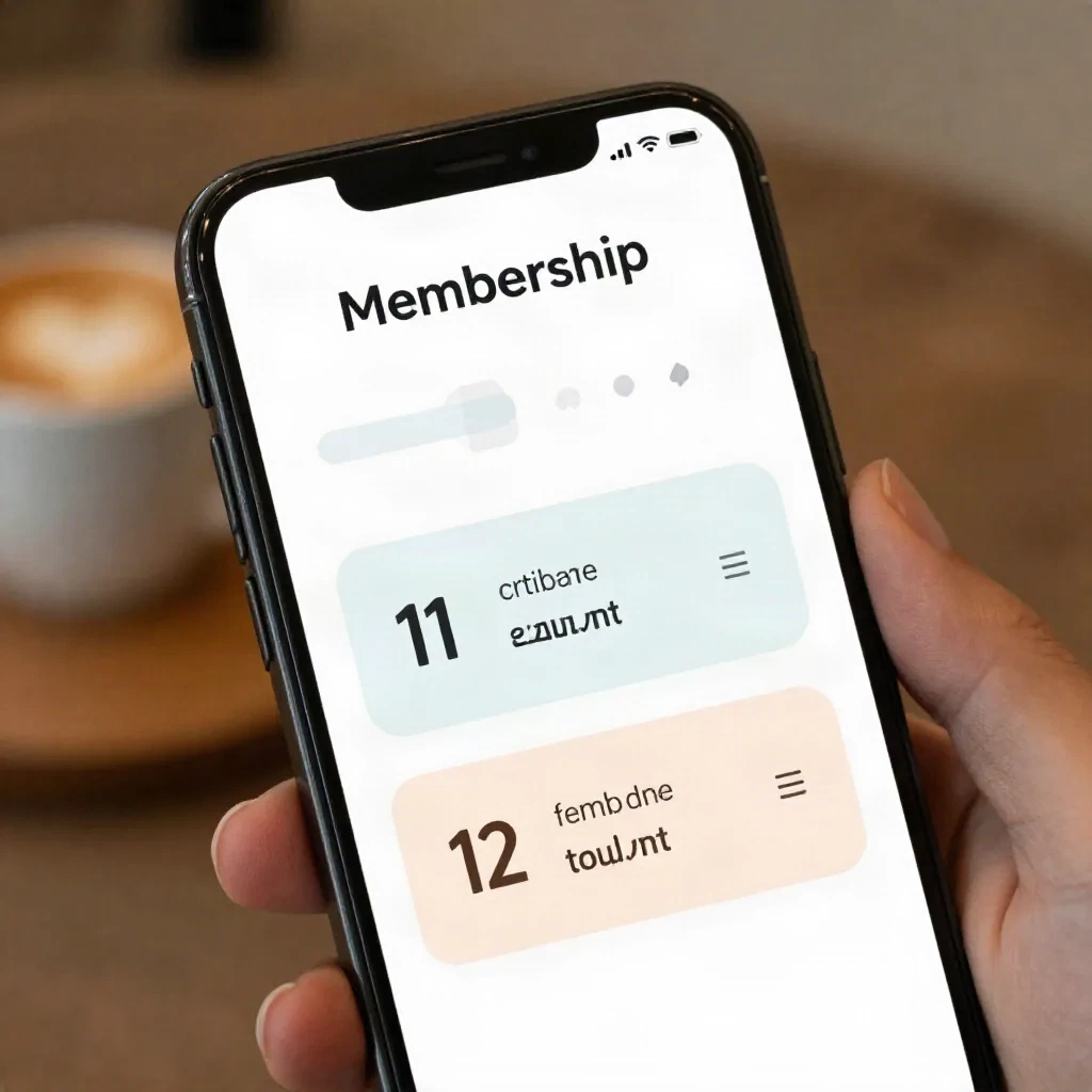 Membership subscription pricing tiers displayed on a phone screen