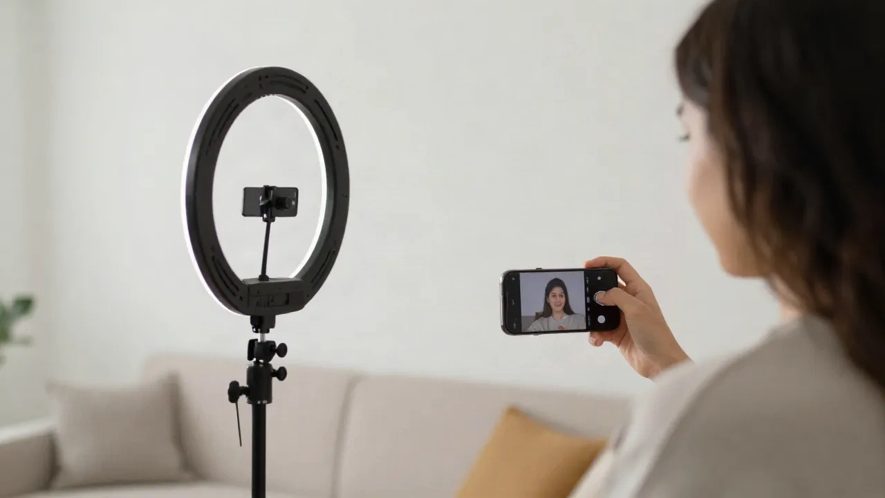 Creator Instagram che riprende Reel in un home studio
